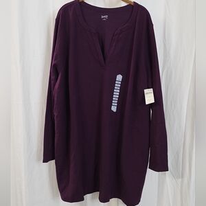 Duluth 3X 22/24 Ponte Pro Tunic Dress Plum Royal Purple Long Sleeve Knit Sweater